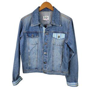 Tie One On NY Denim Jacket Chore Coat size Large Blue Jean Button up cowgirl